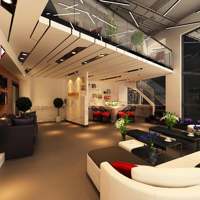 loft風(fēng)格辦公室裝修前廳效果圖
